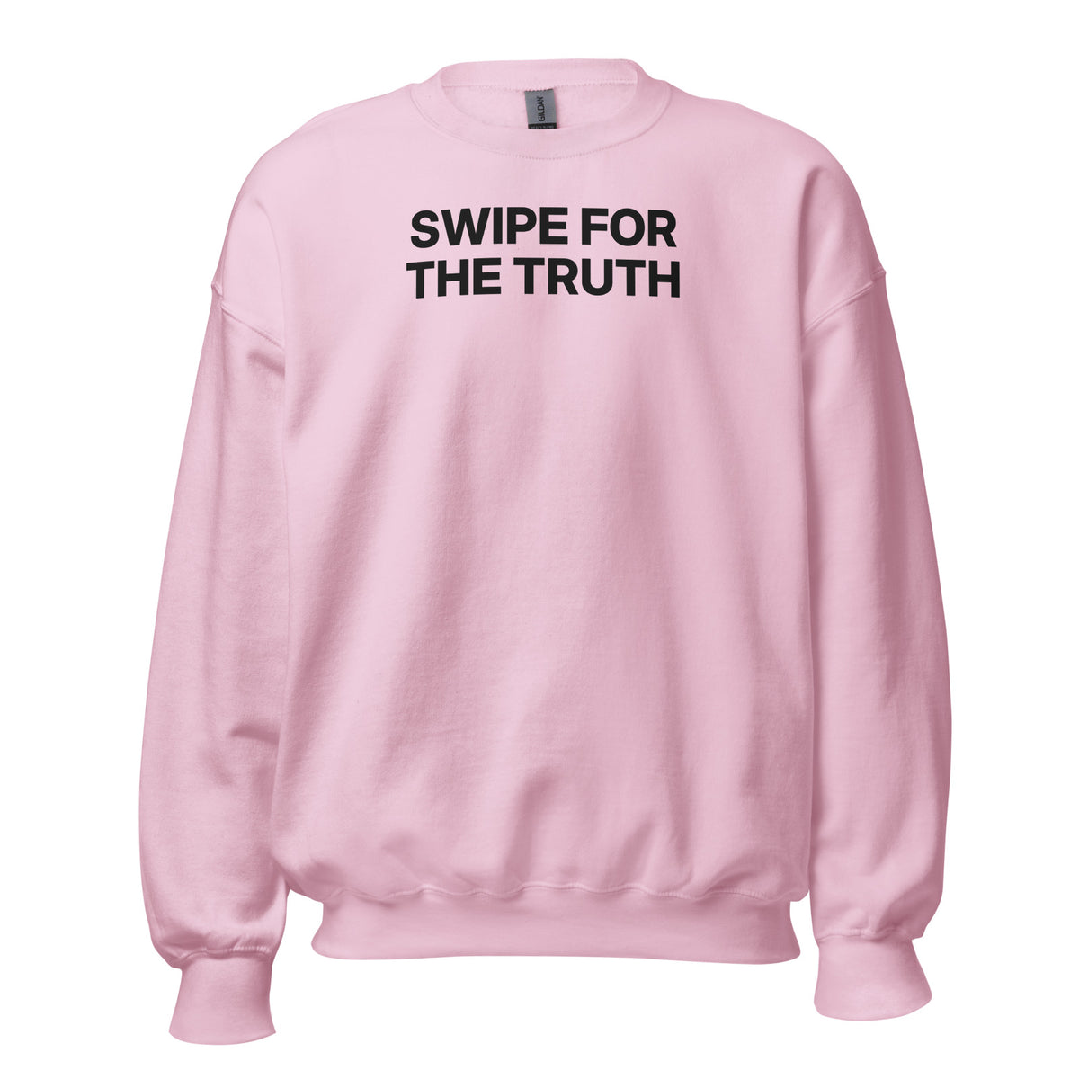 Swipe For The Truth Crewneck in Light Pink