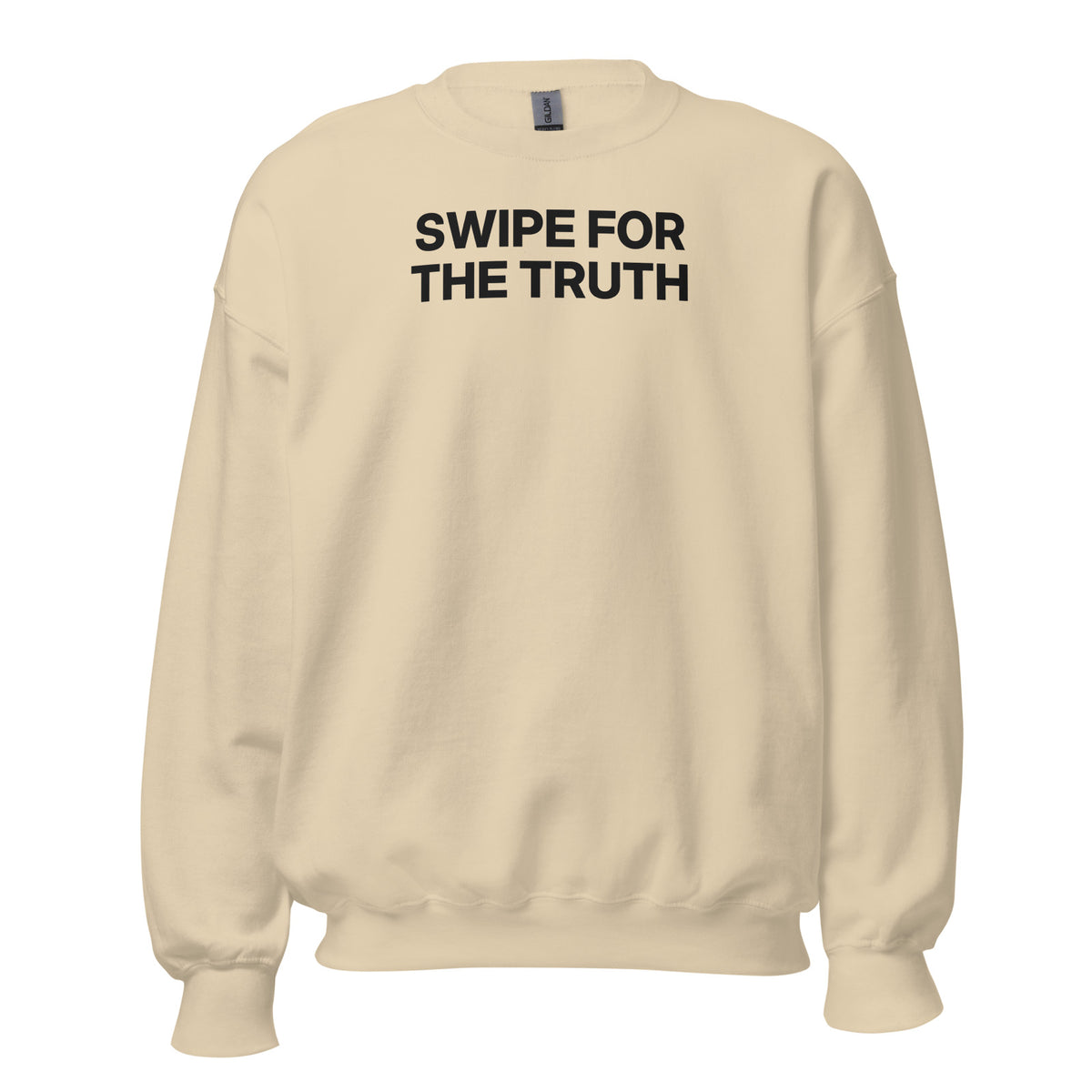 Swipe For The Truth Crewneck in Sand